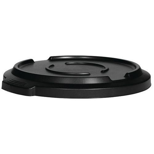 Illustration de : Couvercle clipsable pour conteneur rond - 85 L noir - Manutan Expert