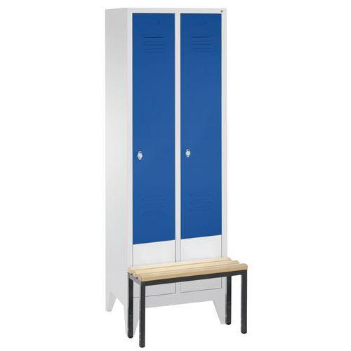Illustration de : Vestiaire S2000 Classic - Colonne largeur 300mm - Sur pieds + banc - CP