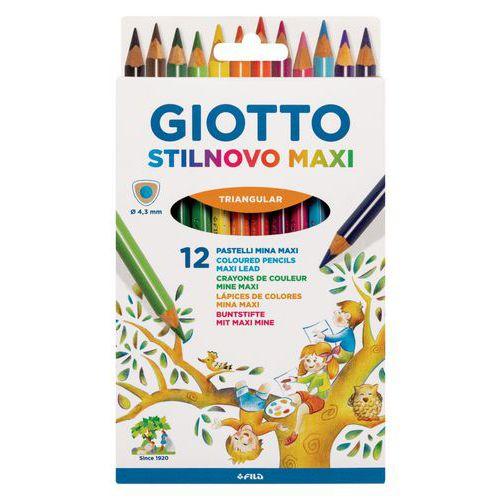 Illustration de : Etui de 12 crayons de couleurs stilnovo maxi - Giotto