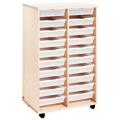 Illustration de : Double colonne 20 bacs Plats Bouleau - Nathan