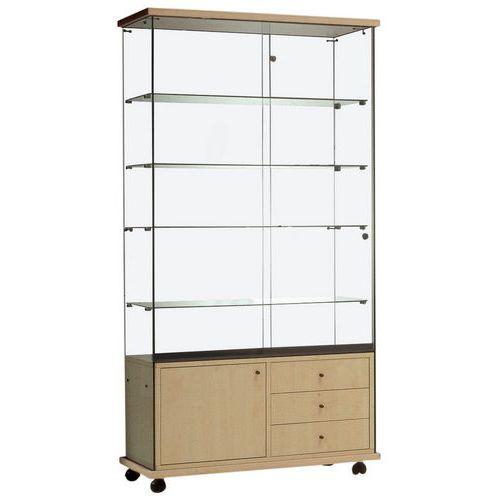 Vitrine Easy E6 - Avec armoire basse socle Hêtre thumbnail image 1