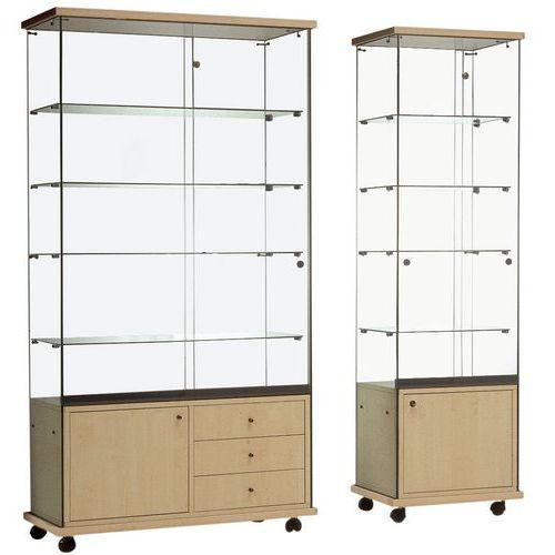 Vitrine Easy E6 - Avec armoire basse et éclairage socle Hêtre thumbnail image 1