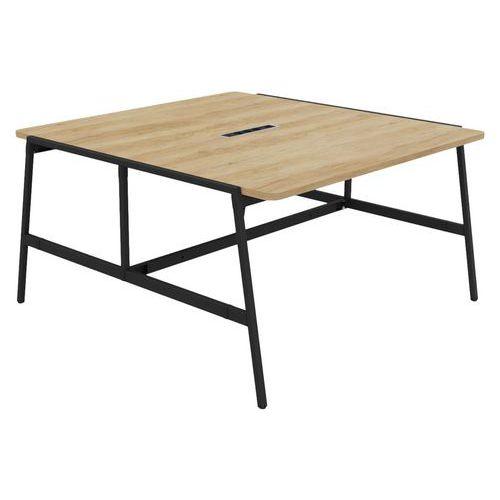 Table de réunion Alto 140x143x75 cm élec. Noir/chêne vieilli thumbnail image 1