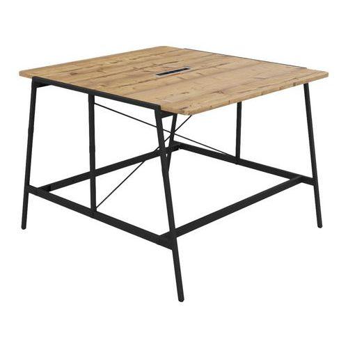 Table de réunion Alto 140x143x105 cm élec. Noir/chêne brut thumbnail image 1