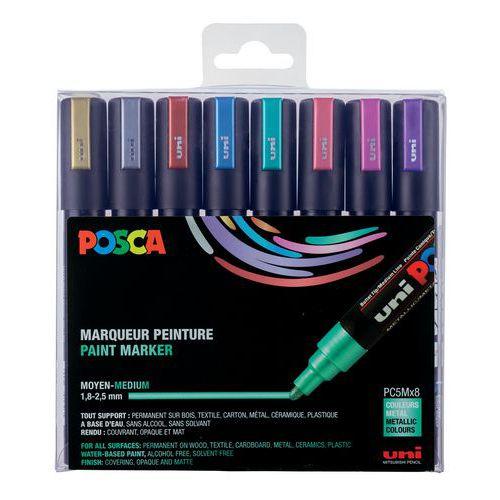 Boite de 8 marqueurs couleurs métallisées Posca pointe moyenne conique 2.5 mm thumbnail image 1