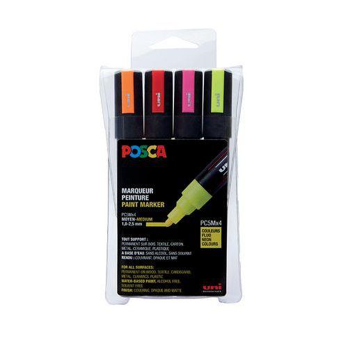 Boîte 4 marqueurs Posca fluo pointe moyenne thumbnail image 1