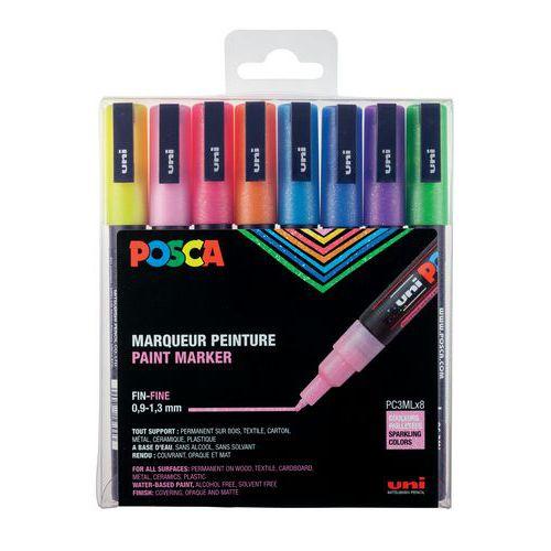 Set 8 markers pailletés pointe conique fine 1.5 mm - Posca fullname image