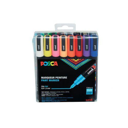 Set 16 marqueurs Posca pointe conique fine 1.3mm - couleurs assorties thumbnail image 1