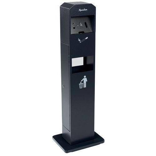 Illustration de : Cendrier-poubelle ou cendrier colonne sur socle Manutan - Manutan Expert