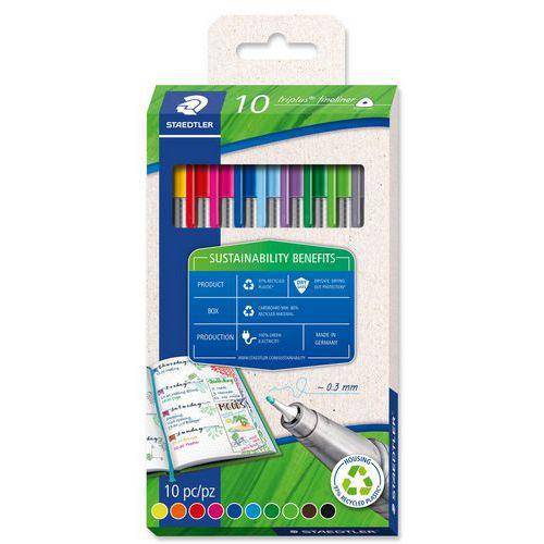 Illustration de : Etui 10 Feutres triplus fineliner 334 - Staedtler