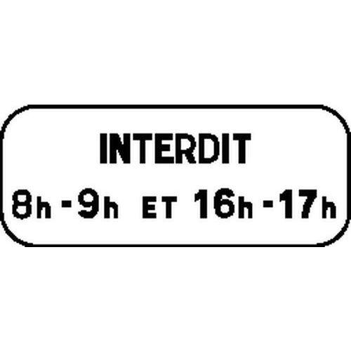 Illustration de : Panonceau pour panneaux de signalisation type B - M6f - Donne des précisions concernant l'interdiction de stat