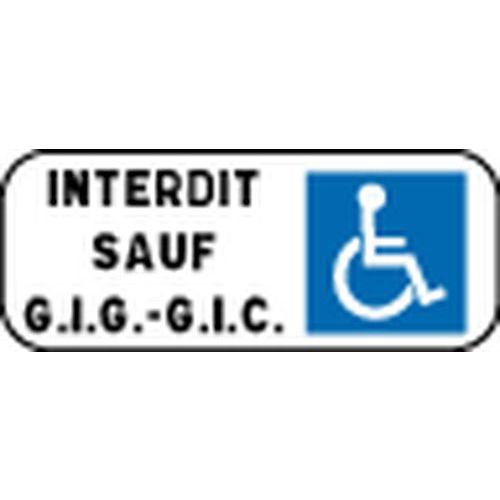 Illustration de : Panonceau pour panneaux de signalisation type B - M6h - Stationnement réservé aux personnes GIG-GIC