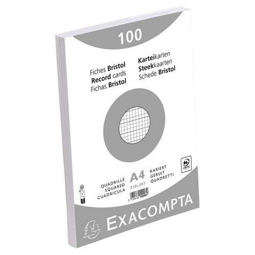 Illustration de : Fiches bristol quadrillé 5x5 non perforé 210 x 297mm blanc - Exacompta