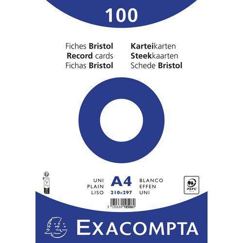 Illustration de : Fiches bristol uni non perforé 210 x 297mm blanc - Exacompta