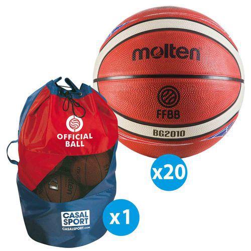 Lot de 20 ballons de basket Molten BG2000 FFBB + sac thumbnail image 1