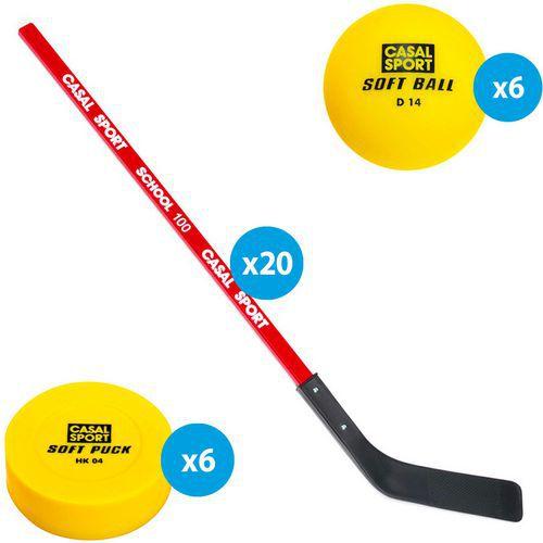 Matériel street hockey school - lot de 20 crosses + 6 balles + 6 palets thumbnail image 1
