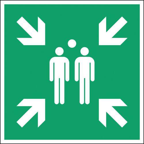 Illustration de : Panneau secours et évacuation carré - Point de rassemblement - Rigide