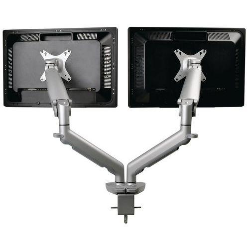 Illustration de : Double bras pour écran avec vérin à gaz - Desq