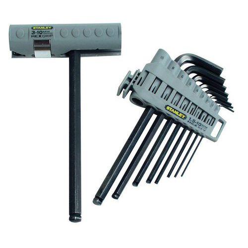 Illustration de : Jeu de 9 clés mâles hex grip - Stanley