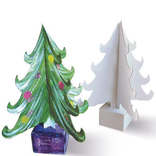 Illustration de : Sapin en carton blanc à monter et à décorer - Cleopatre