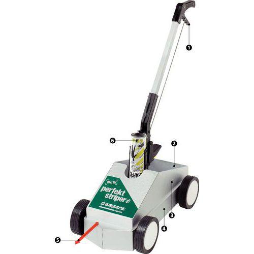 Illustration de : Traçeuse de lignes  Perfekt Striper®+ 1 aérosol Traffic extra blanc - Ampère