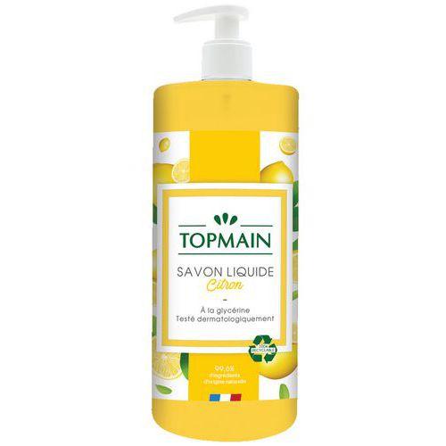 Illustration de : Savon liquide cuisine Topmain citron - Flacon à pompe 500 mL