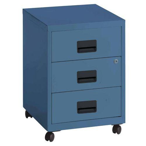 Caisson mobile métal 3 tiroirs Bleu thumbnail image 1