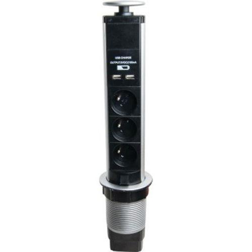 Bloc multiprise verticale 3 prises fr et 2 usb thumbnail image 1