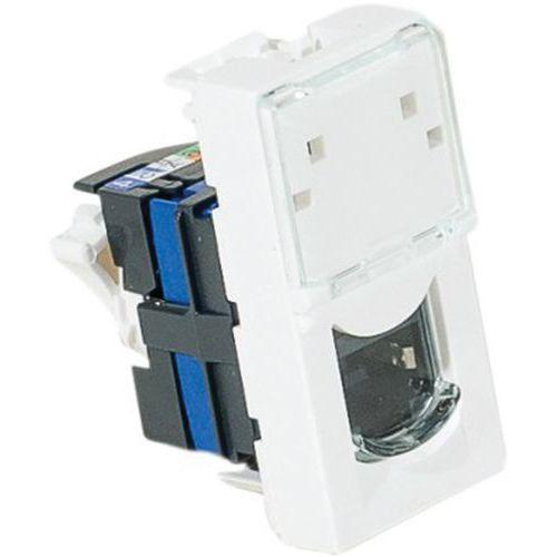 Illustration de : Plastron mosaic 22,5X45 1 port RJ45 cat 6 stp