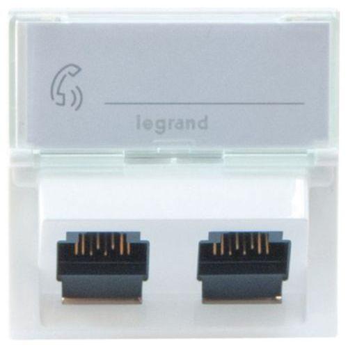 Illustration de : Plastron mosaic 45X45 incline 45° 2 ports RJ45 cat 6 stp