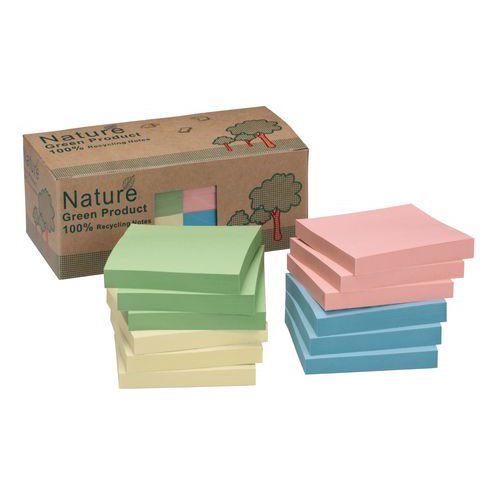 Lot de 12 blocs Note recyclée Eco - 100 feuilles 75x75 - Assorti thumbnail image 1