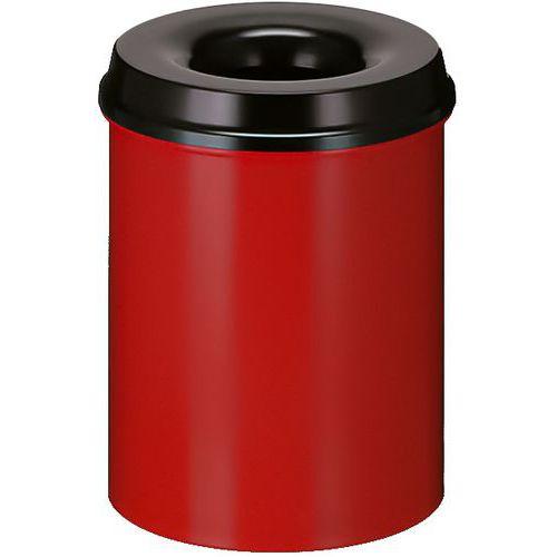 Poubelle à papier anti-feu - 15 L, Couvercle coloris : Noir, Coloris : Rouge thumbnail image 1