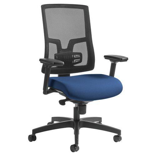 Fauteuil Oria pied noir accoudoirs dos résille assise bleu thumbnail image 1