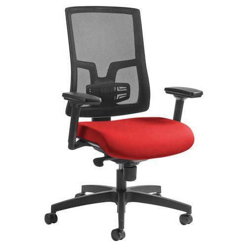 Fauteuil Oria pied noir accoudoirs dos résille assise rouge thumbnail image 1