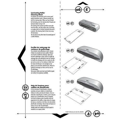 Illustration de : Feuille A4 de nettoyage pour plastifieuse - Fellowes