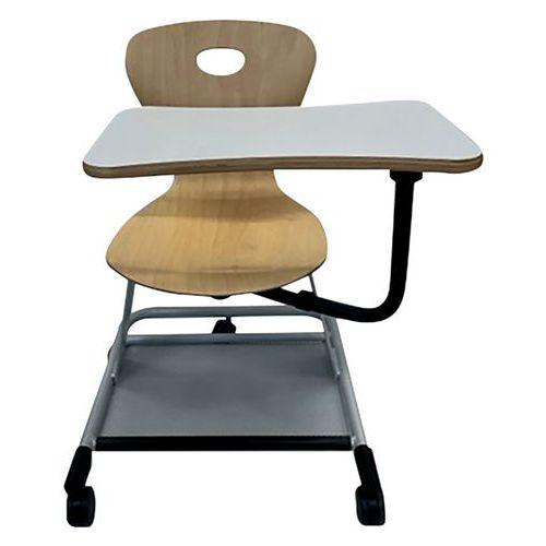 Illustration de : Chaise Mahia2 coque bois avec tablette - Manutan Expert