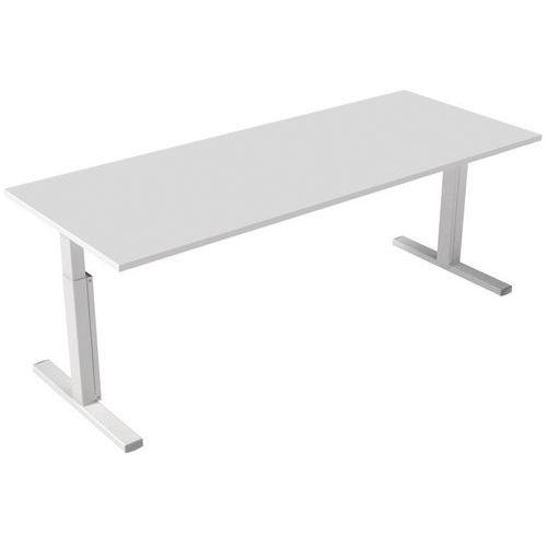 Bureau droit Inesa avec pied réglable en T Blanc 200 cm thumbnail image 1