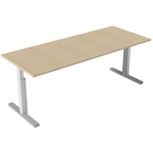 Bureau droit Inesa avec pied réglable en T Chêne 200 cm thumbnail image 1