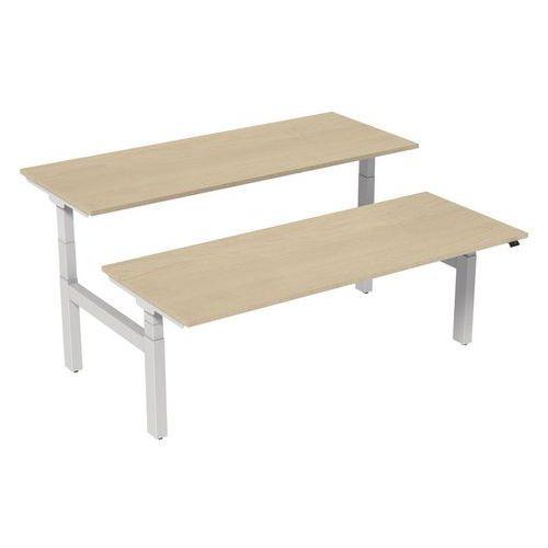 Bureau droit ergo Bench électrique 2 places Kelli Chêne 200 cm thumbnail image 1