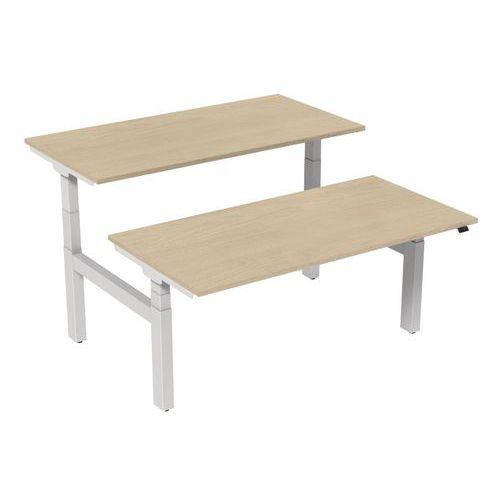 Bureau droit ergo Bench électrique 2 places Kelli Chêne 160 cm thumbnail image 1