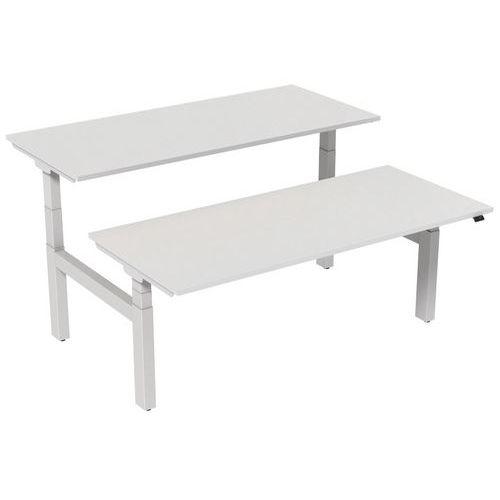 Bureau droit ergo Bench électrique 2 places Kelli Blanc 180 cm thumbnail image 1