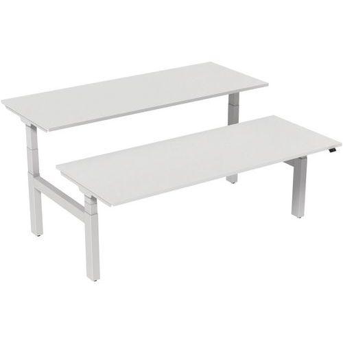Bureau droit ergo Bench électrique 2 places Kelli Blanc 200 cm thumbnail image 1