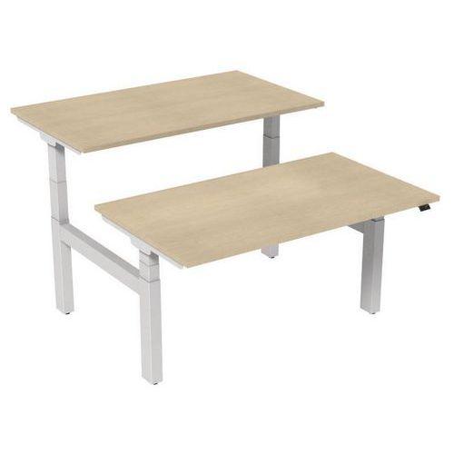 Bureau droit ergo Bench électrique 2 places Kelli Chêne 140 cm thumbnail image 1