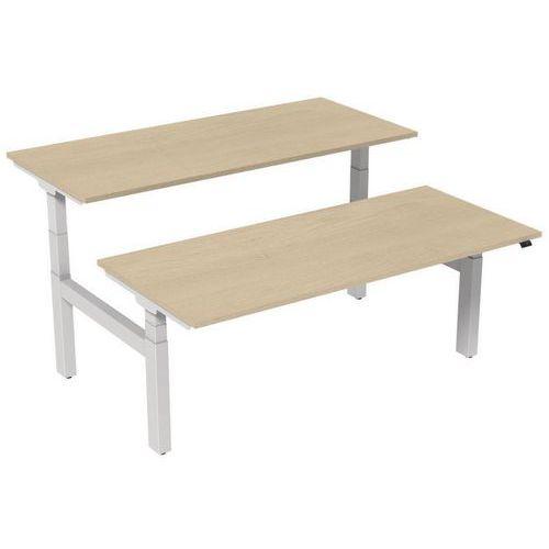 Bureau droit ergo Bench électrique 2 places Kelli Chêne 180 cm thumbnail image 1
