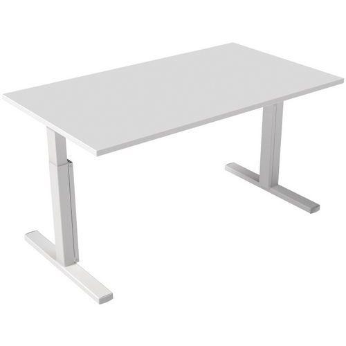 Bureau droit Kelli avec pied en T Blanc 140 cm Manivelle droite thumbnail image 1