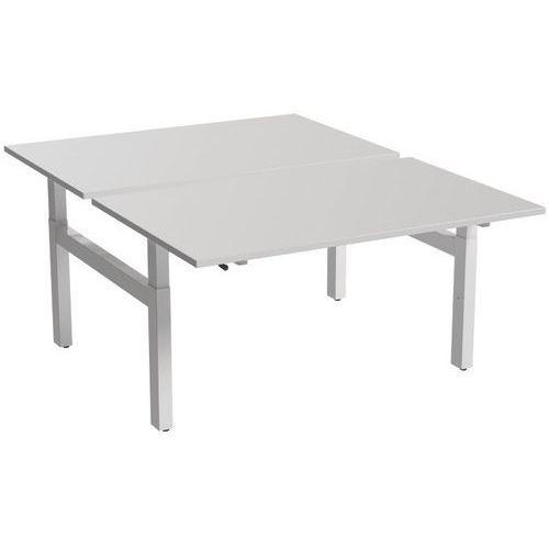 Bureau droit ergo Bench à manivelle 2 places pied en H Kelli Blanc 140 cm thumbnail image 1