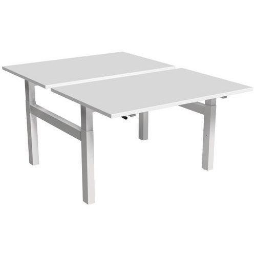 Bureau droit ergo Bench à manivelle 2 places pied en H Kelli Blanc 120 cm thumbnail image 1