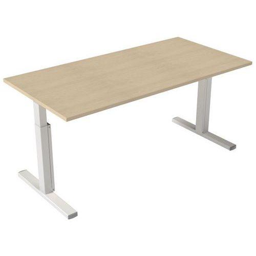 Bureau droit Kelli avec pied en T Chêne 140 cm Manivelle droite thumbnail image 1