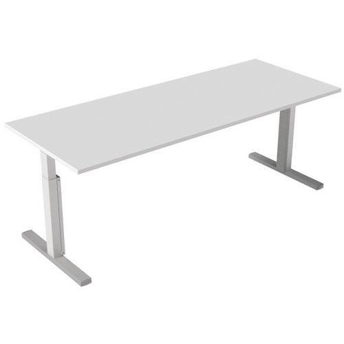 Bureau droit Kelli avec pied en T Blanc 200 cm Manivelle droite thumbnail image 1