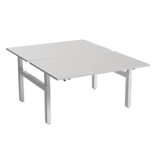 Bureau droit ergo Bench à manivelle 2 places pied en H Kelli Blanc 180 cm thumbnail image 1
